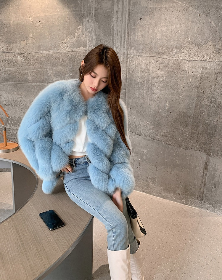 Luxury Pattern Real Fur Coats