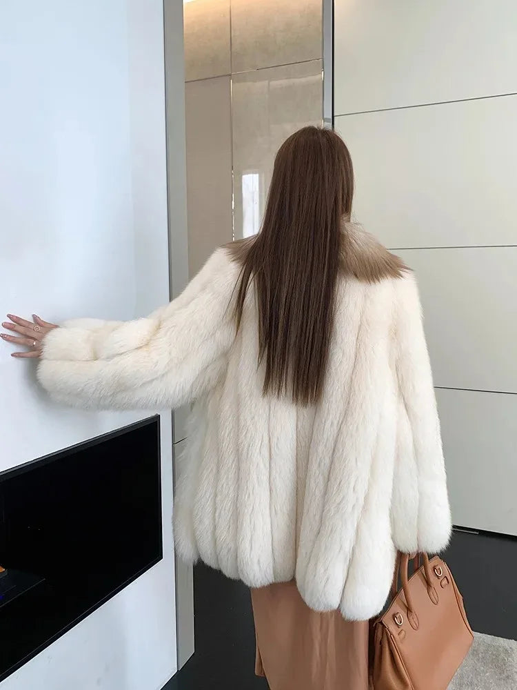 Luxury Big Collar Real Fox Fur Coats