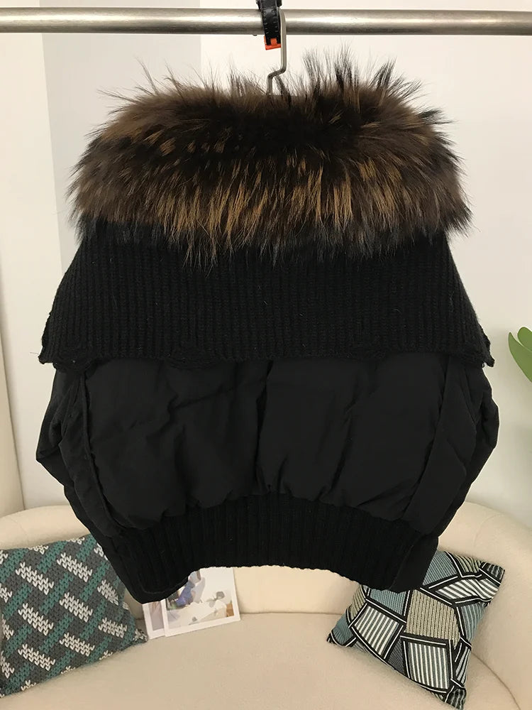 Real Fur Collar Duck Down Short Jackets