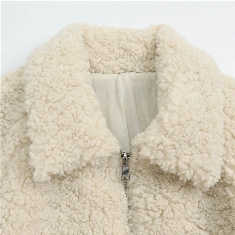 Moto Teddy Bear PU Leather Faux Fur Coat