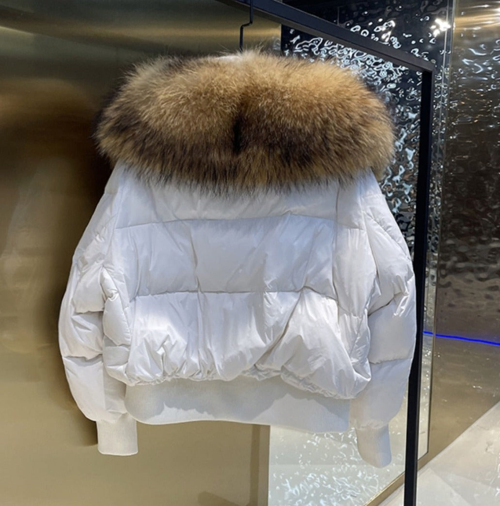 Real Fur Loose Duck Down Puffer Coats