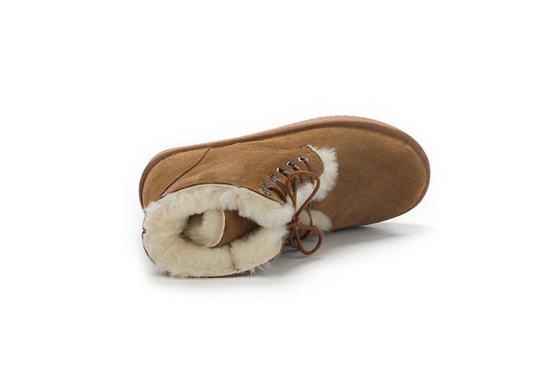 Genuine Leather Snow Boots Real Fur