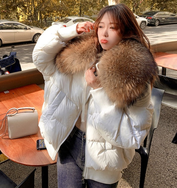 Real Fur Loose Duck Down Puffer Coats