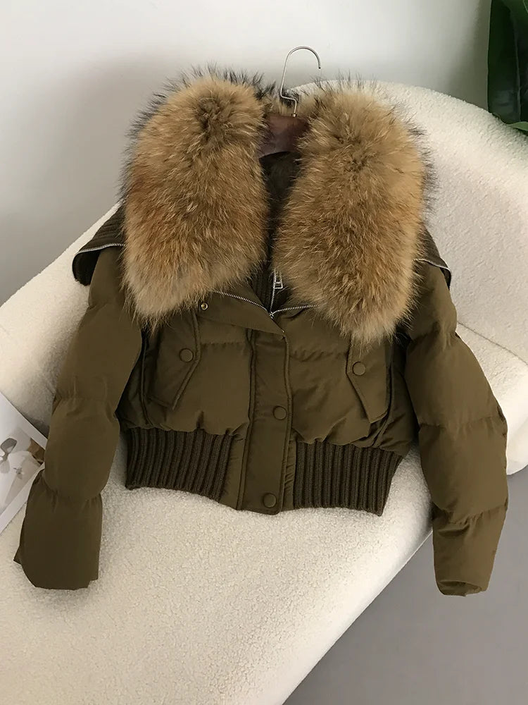 Real Fur Collar Duck Down Short Jackets