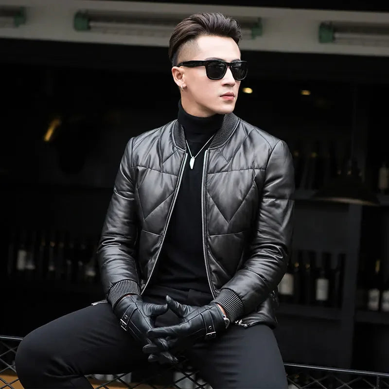 Genuine Leather Down Jacket