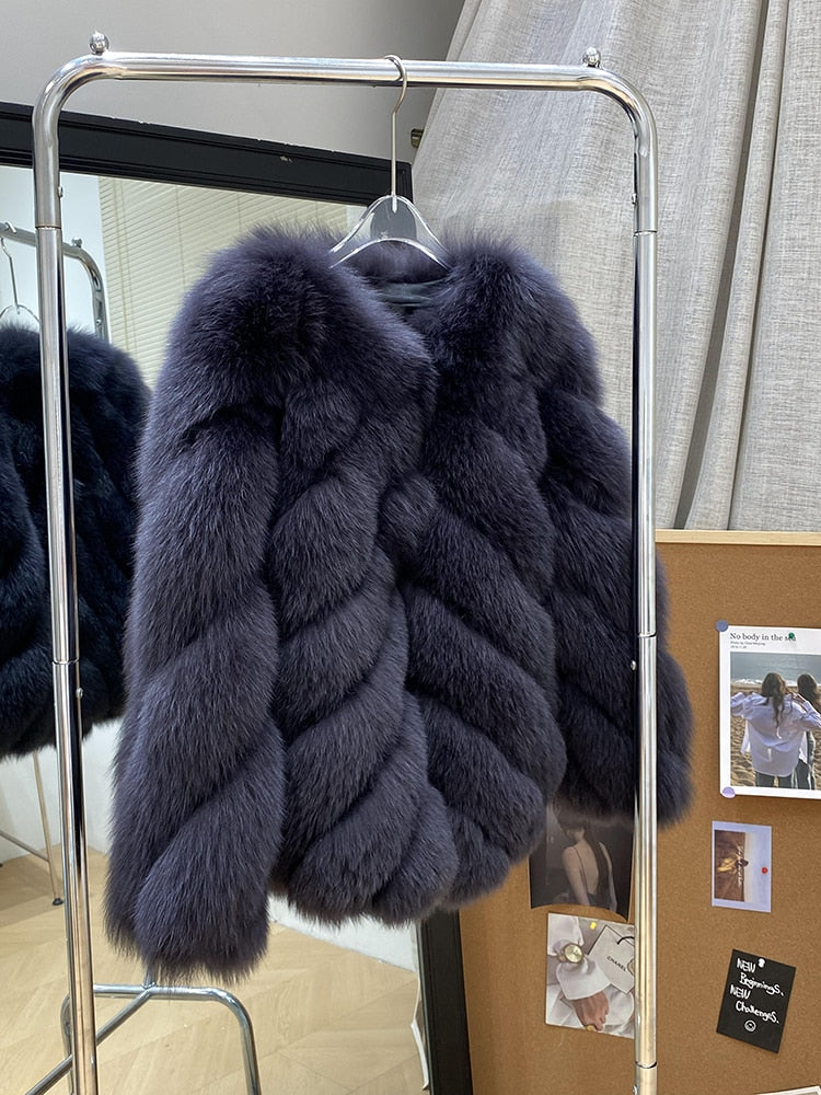 Luxury Pattern Real Fur Coats