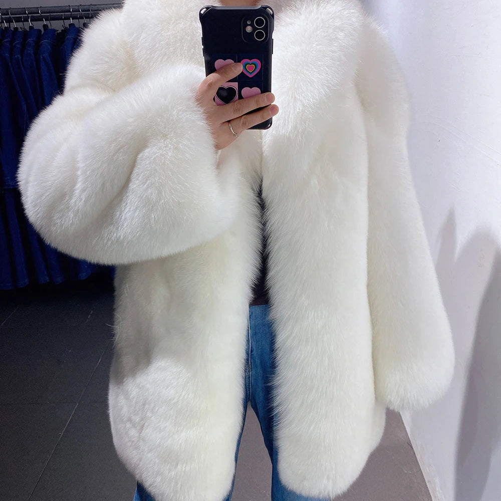 Real Fox Fur Coats Mid Length