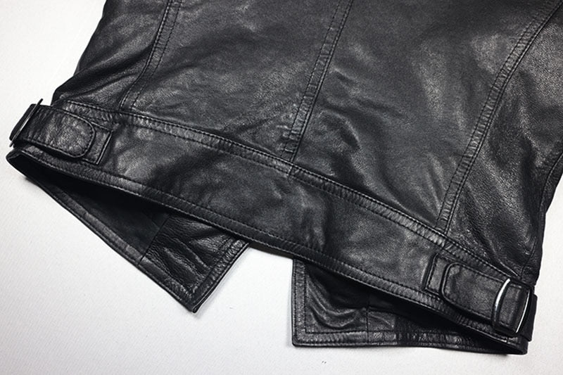 Genuine Leather Short Slim Moto Jacket