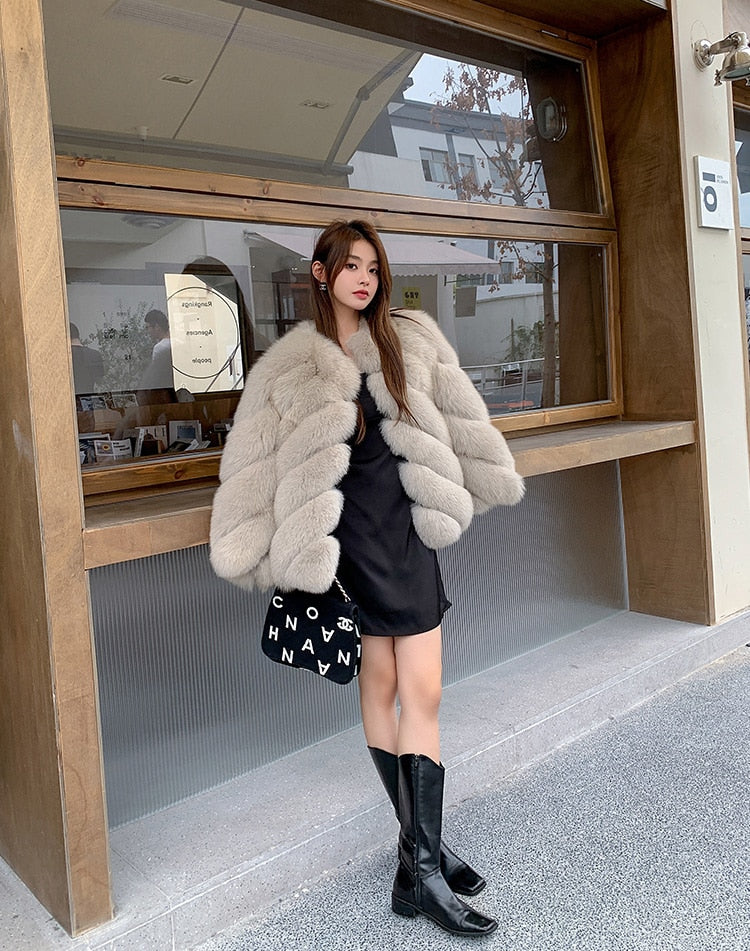 Luxury Pattern Real Fur Coats