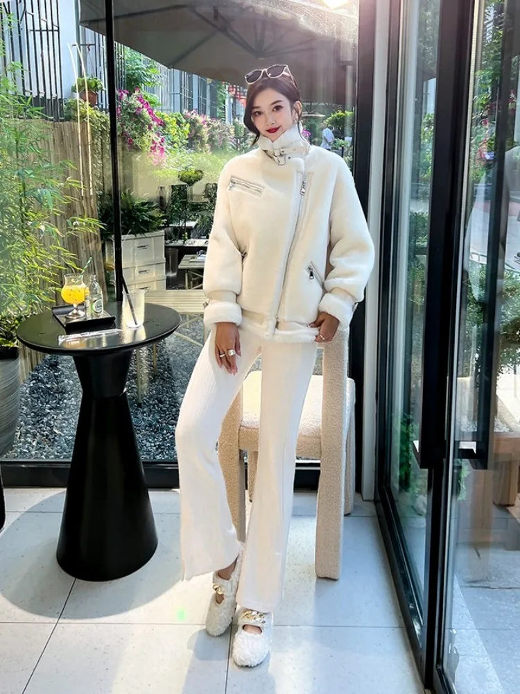 Genuine Leather Jackets Real Fur Shearling Wool Coat