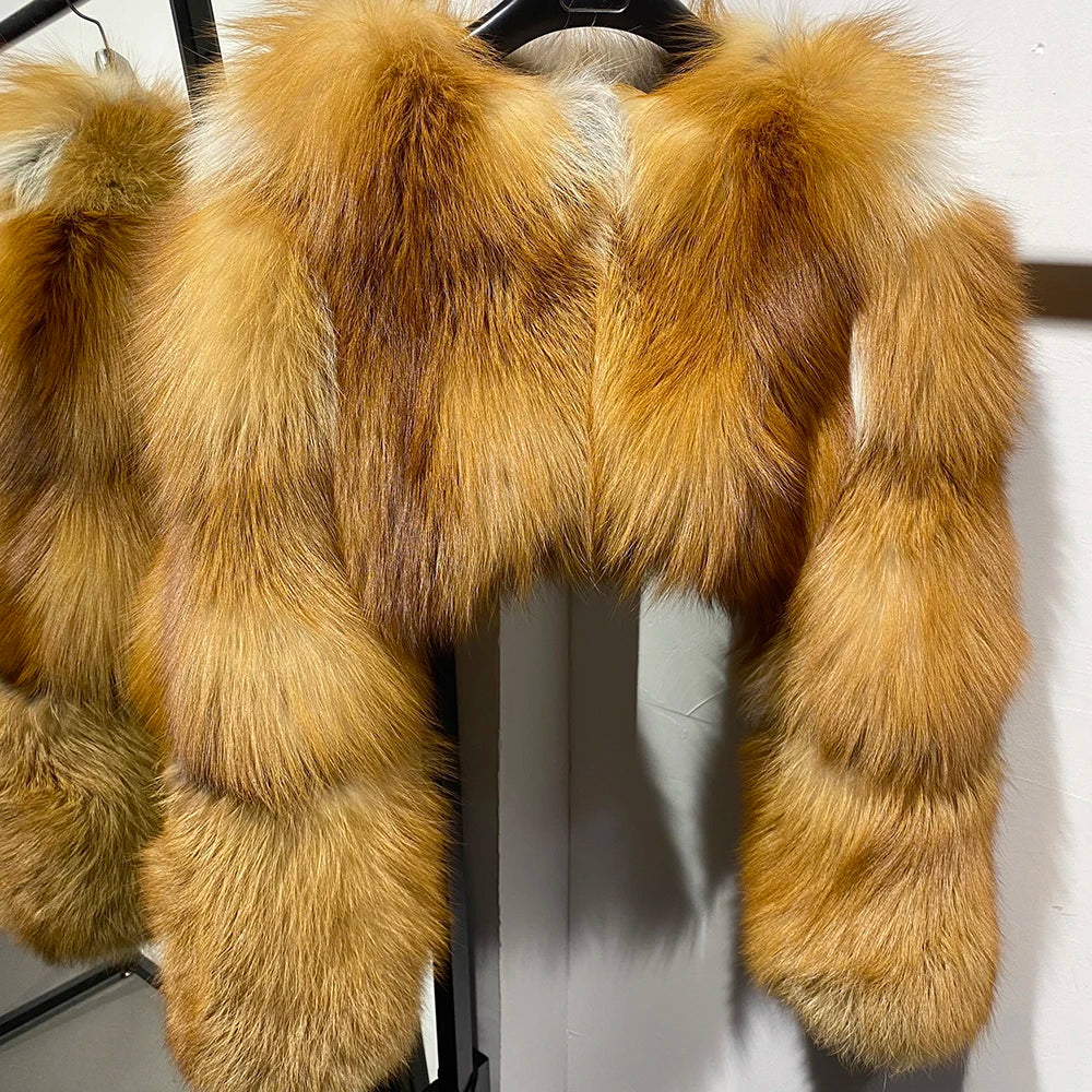 Crop Real Fox Fur Coats