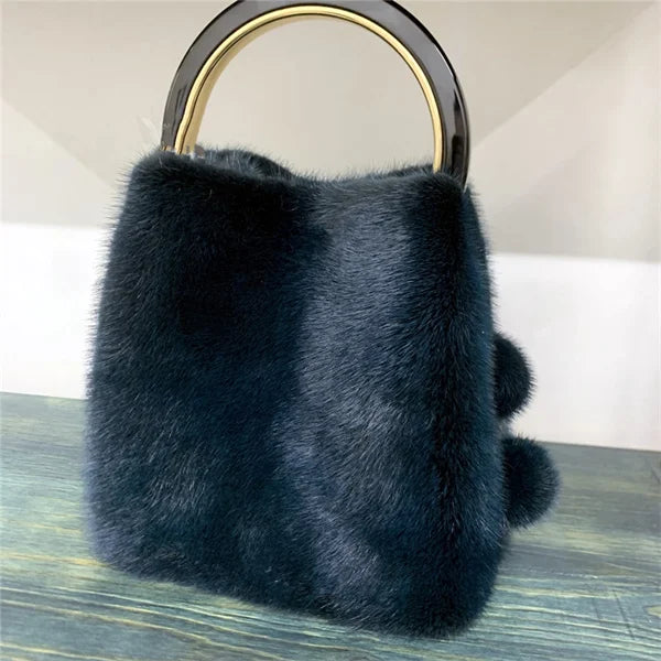 Luxury Real Mink Fur Handbag Purses