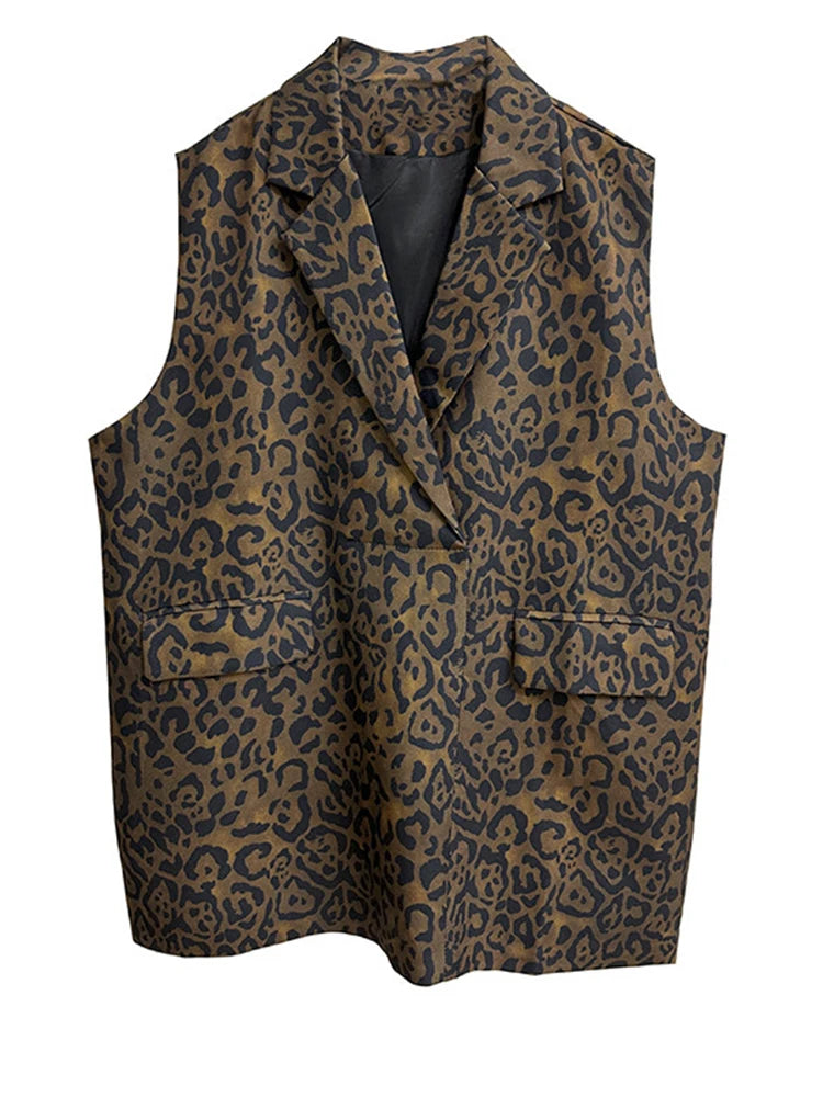 Leopard Print Loose Oversized Mini Vest Dress