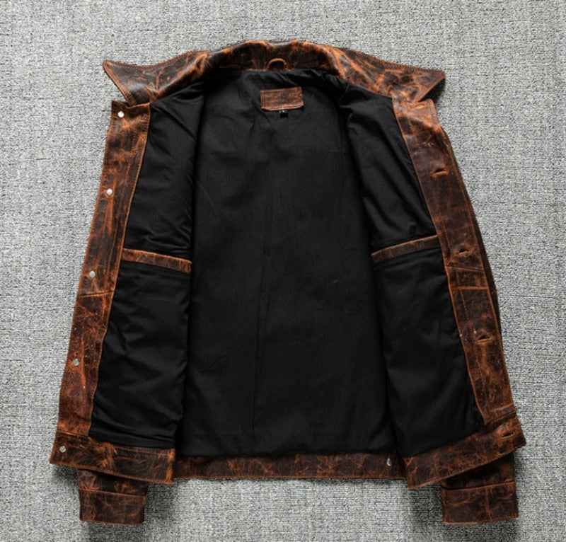 Genuine Leather Jacket Vintage Style