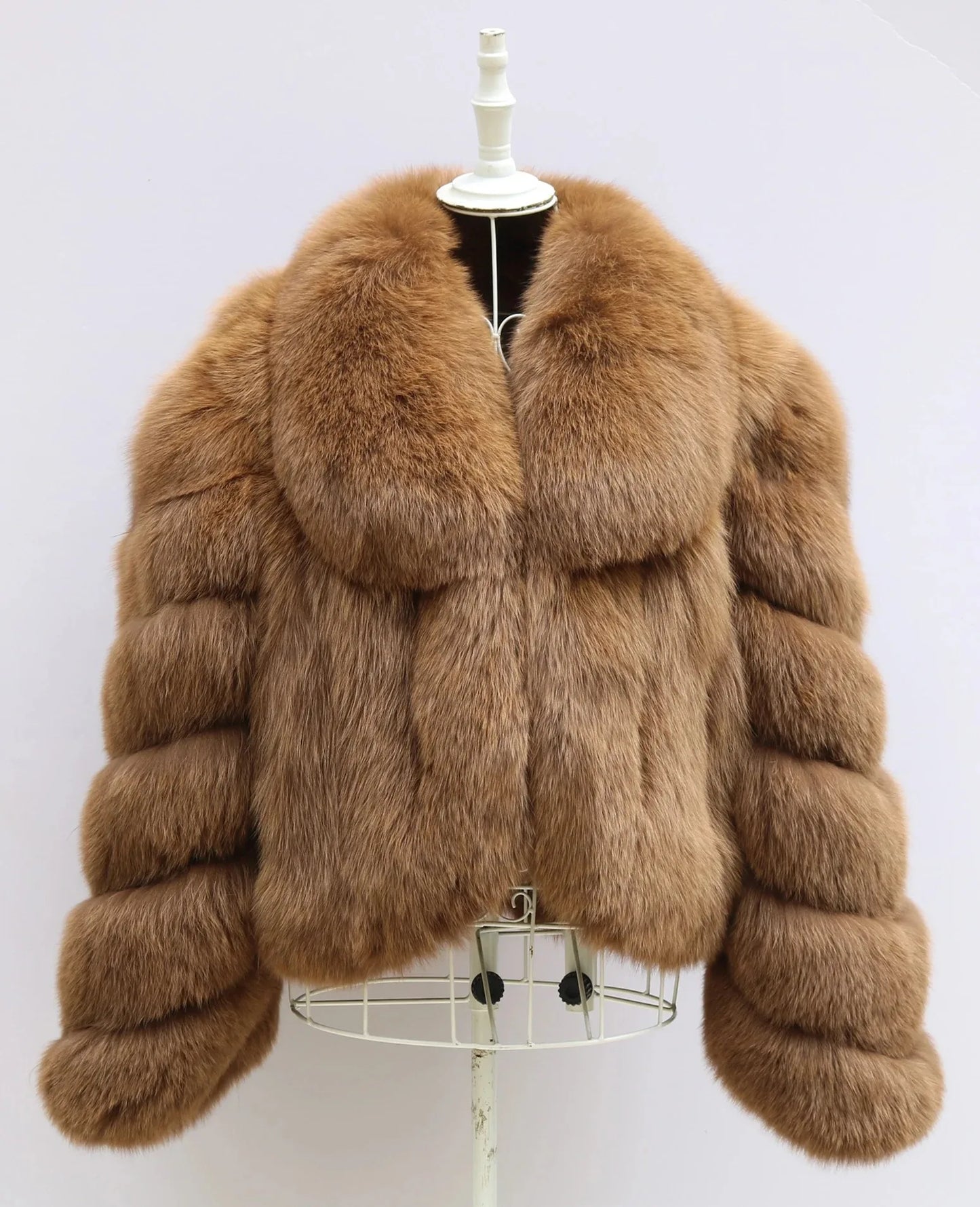 Cropped Pattern Real Fox Fur Coats