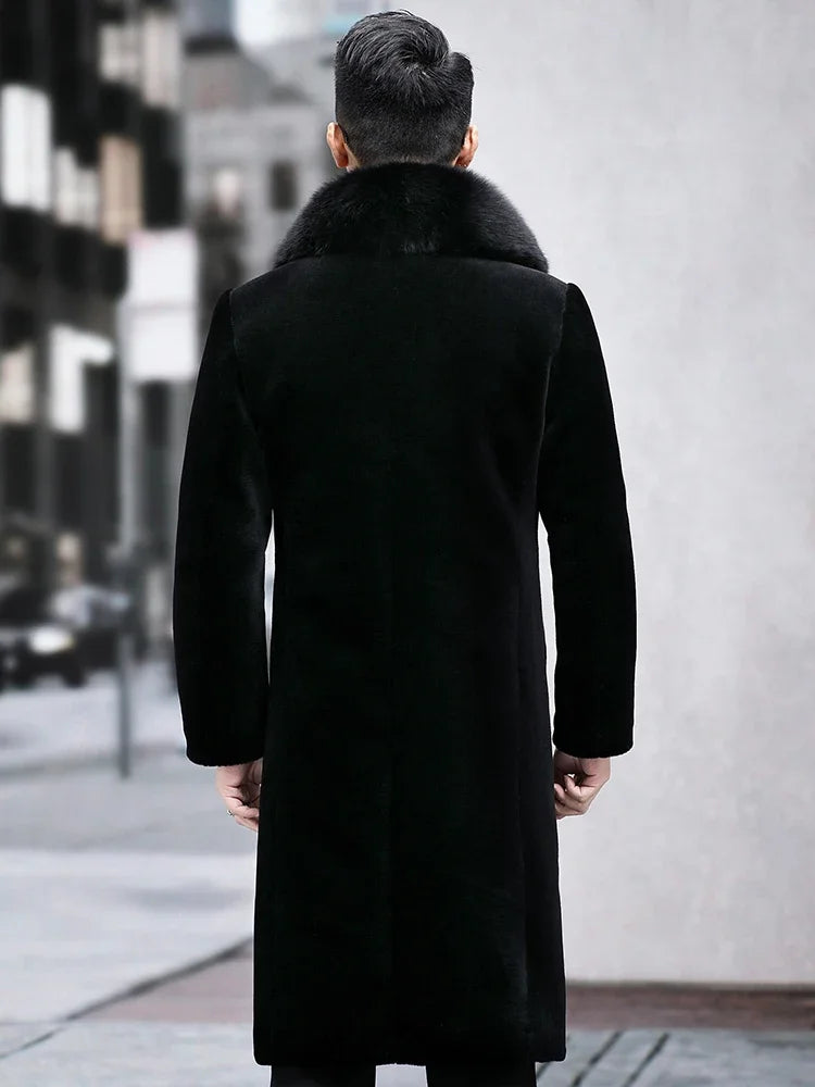 Big Fur Collar Long Down Wool Coats