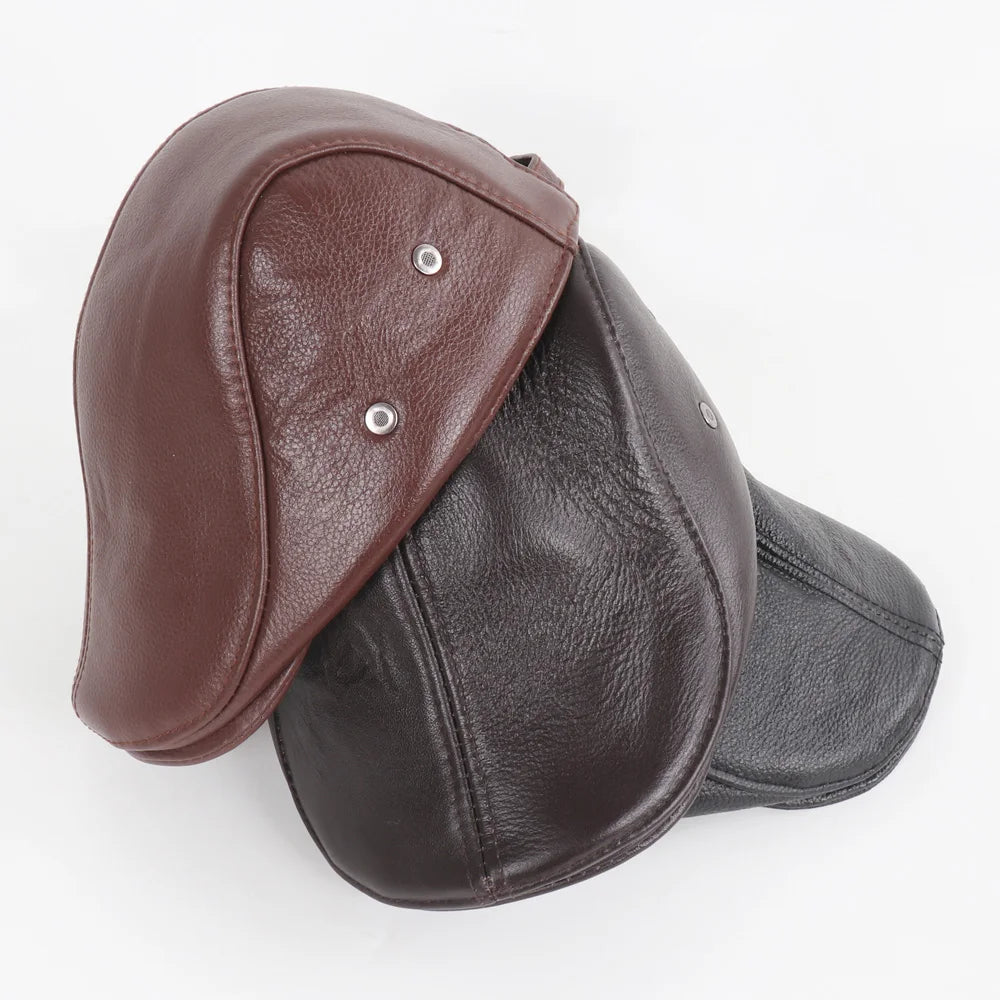 Classic Genuine Leather Cap Ear Protection