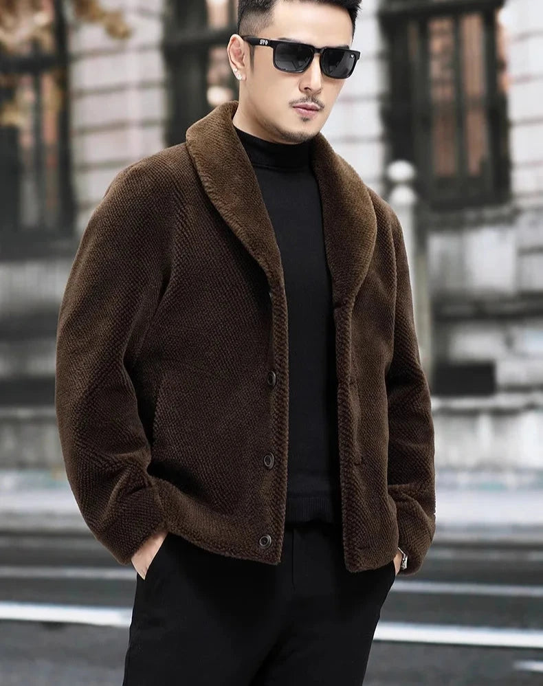 Reversible Genuine Leather Real Wool Sheared Fur Coats