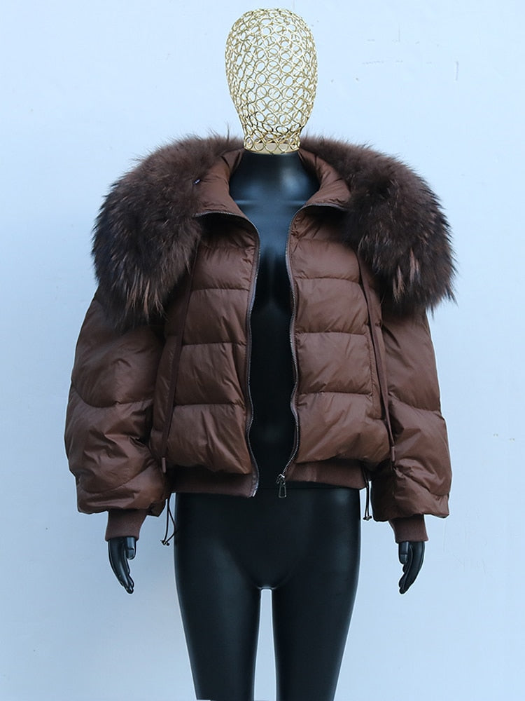 Real Fur Loose Duck Down Puffer Coats