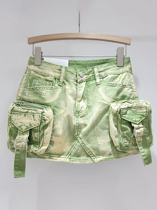Denim Cargo Miniskirts