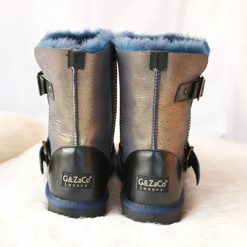 Genuine Leather Suede Wool Snow Boots