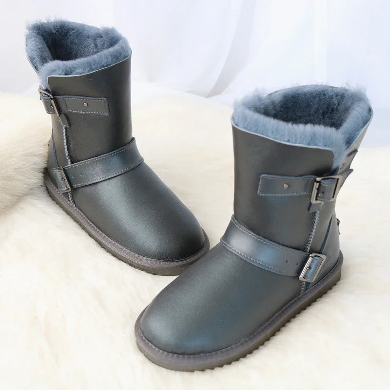 Genuine Leather Suede Wool Snow Boots