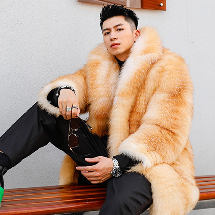 Luxury Genuine Mid-Length Real Fur Coats