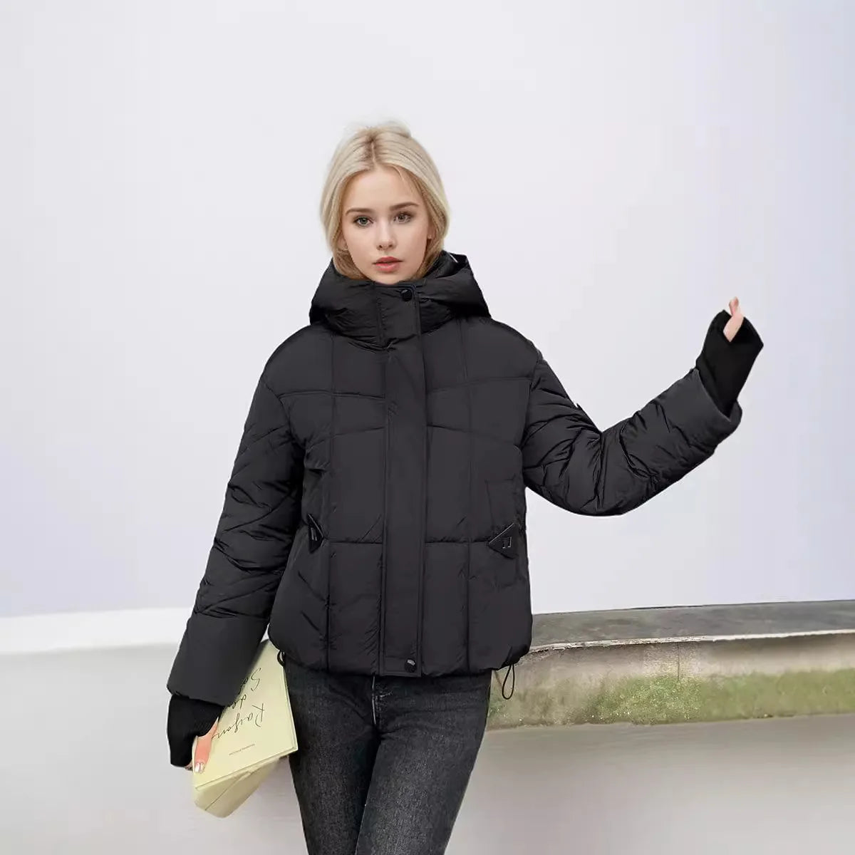 Large Pocket Hooded Short Puffer Jackets