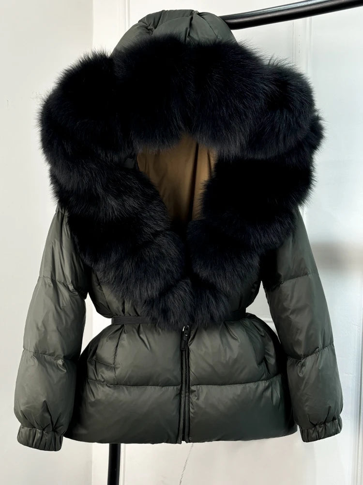 Real Fur Hooded Parkas Duck Down Puffer Jackets