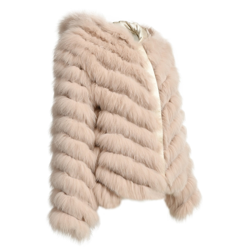 Reversible Real Fur Coats Silk Liner Hooded