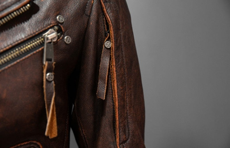 Genuine Leather Jacket Short Vintage