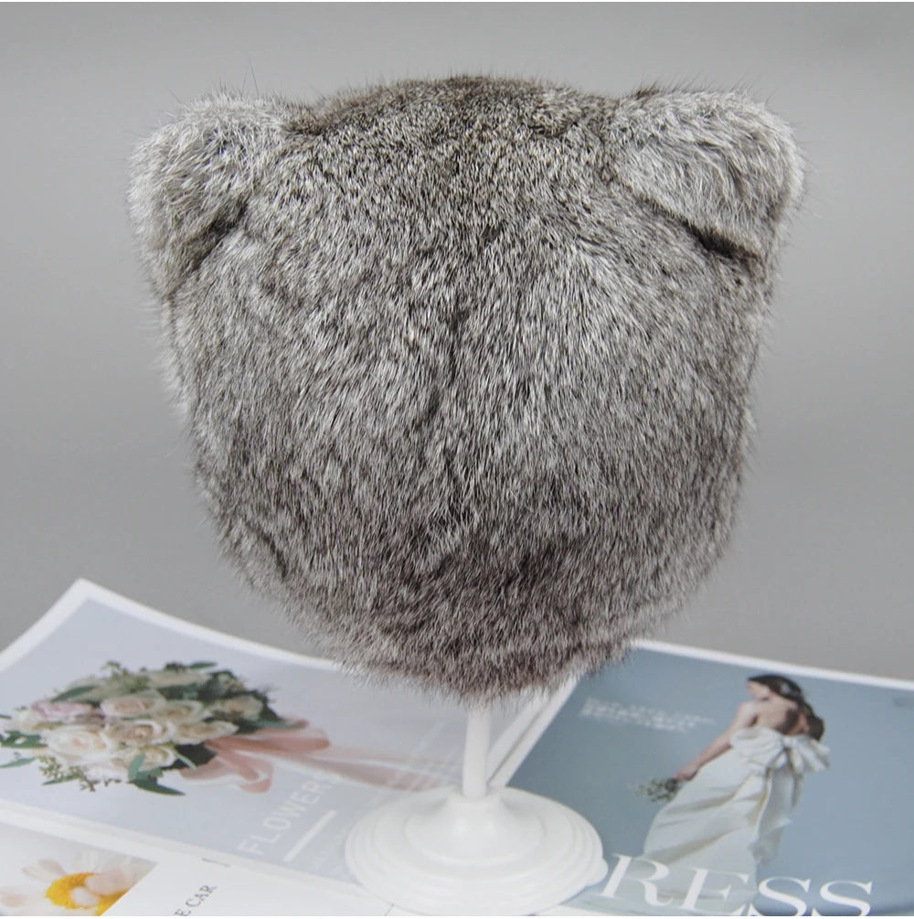 Luxury Real Fur Hat Cat Ears