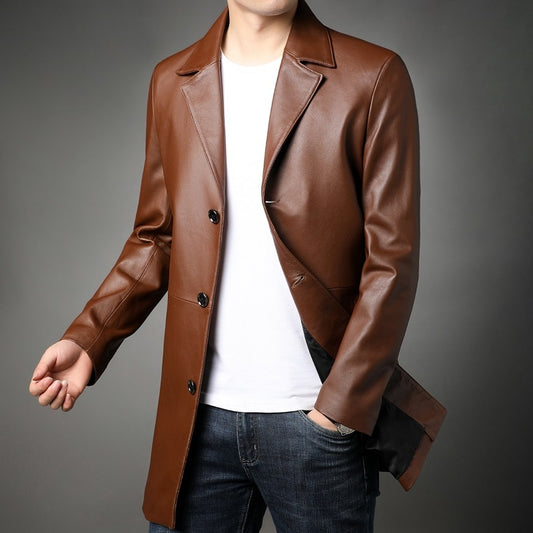 Auburn Genuine Leather Slim Long Coat