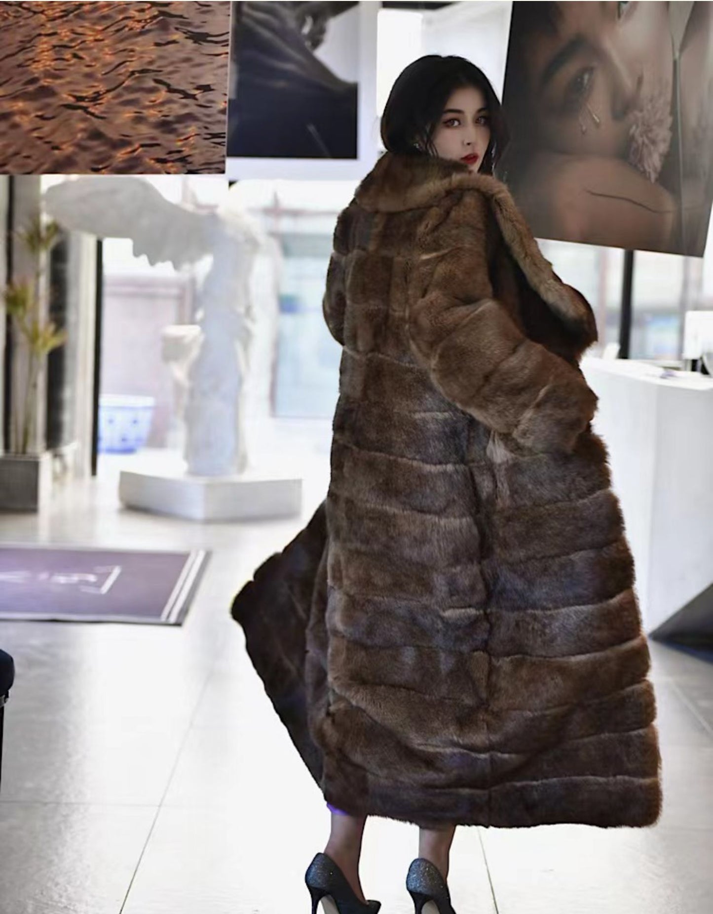 Real Fur Coats X-Long Big Collar Fold