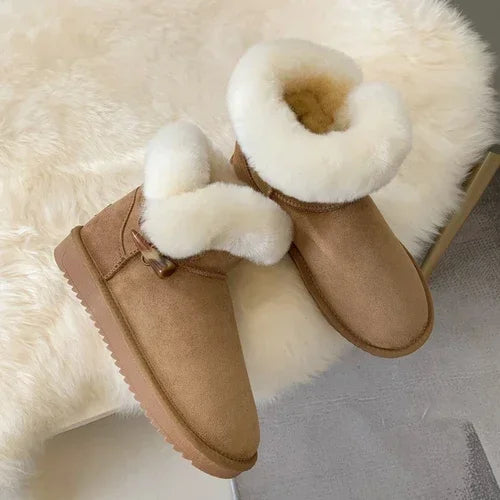 Genuine Leather Snow Boots Real Wool