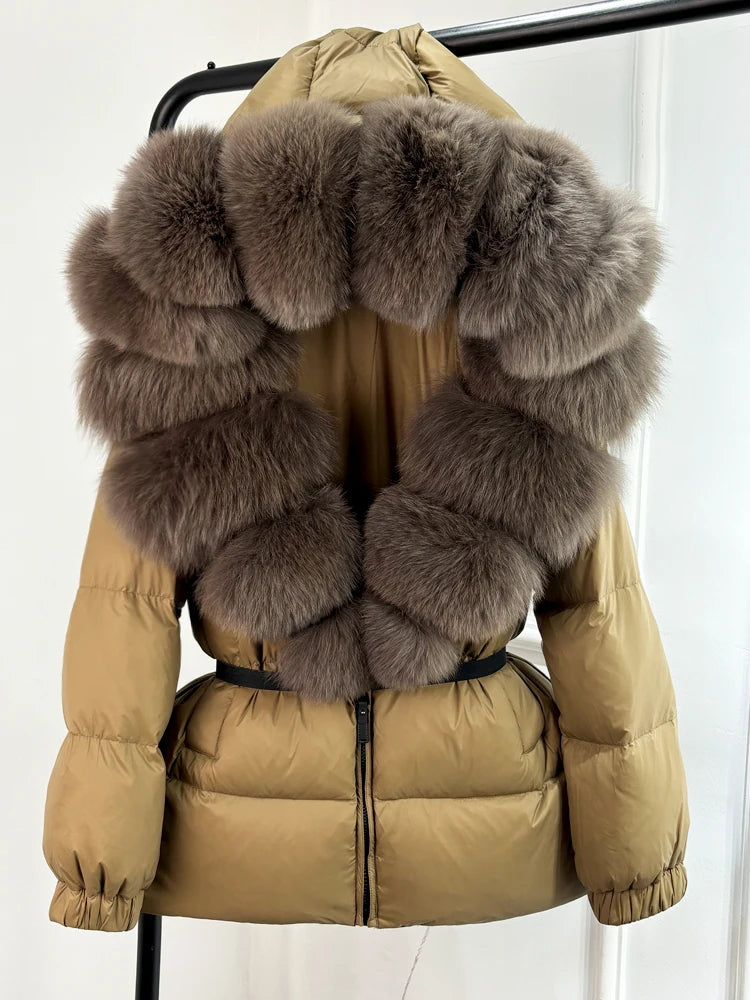 Real Fur Hooded Parkas Duck Down Puffer Jackets