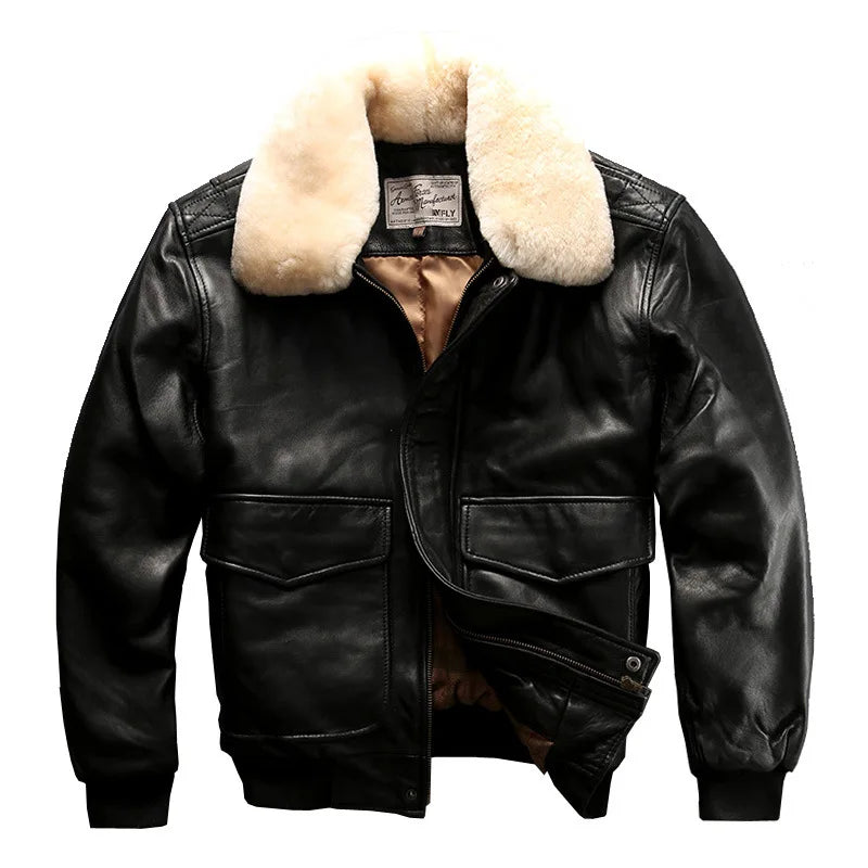 Genuine Leather Detachable Fur Collar AVIREX Jackets