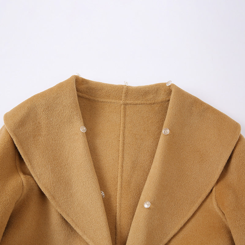 Cashmere Trench Coat Detachable Real Fur Long Collar