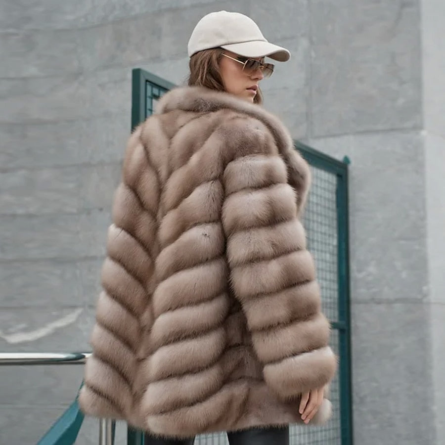 Luxury Pattern Real Fox Fur Coats