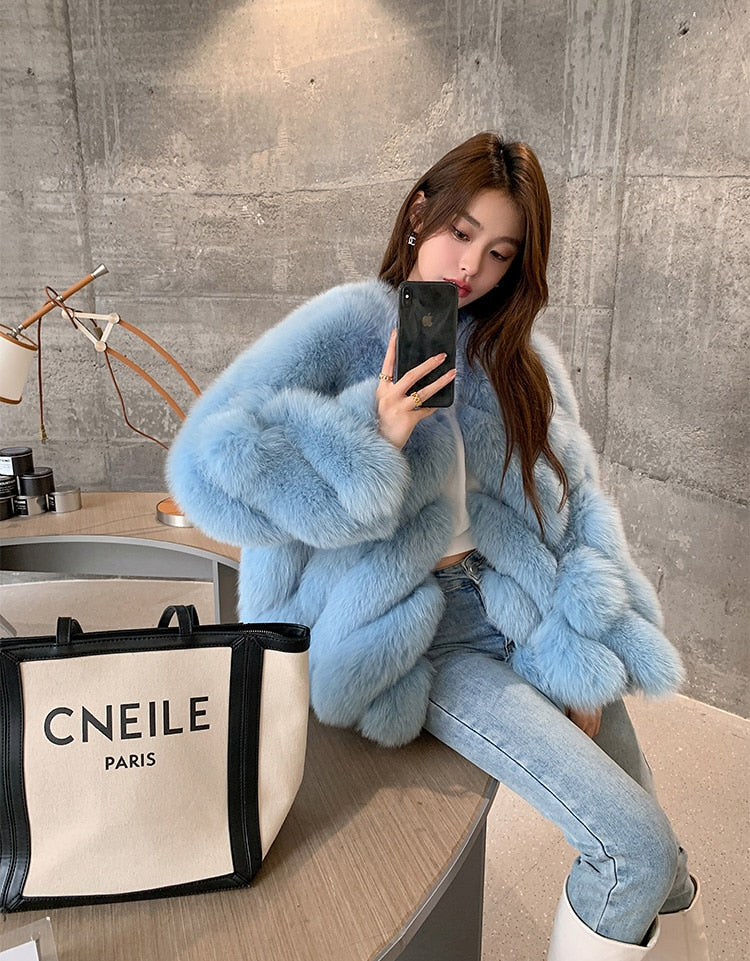 Luxury Pattern Real Fur Coats