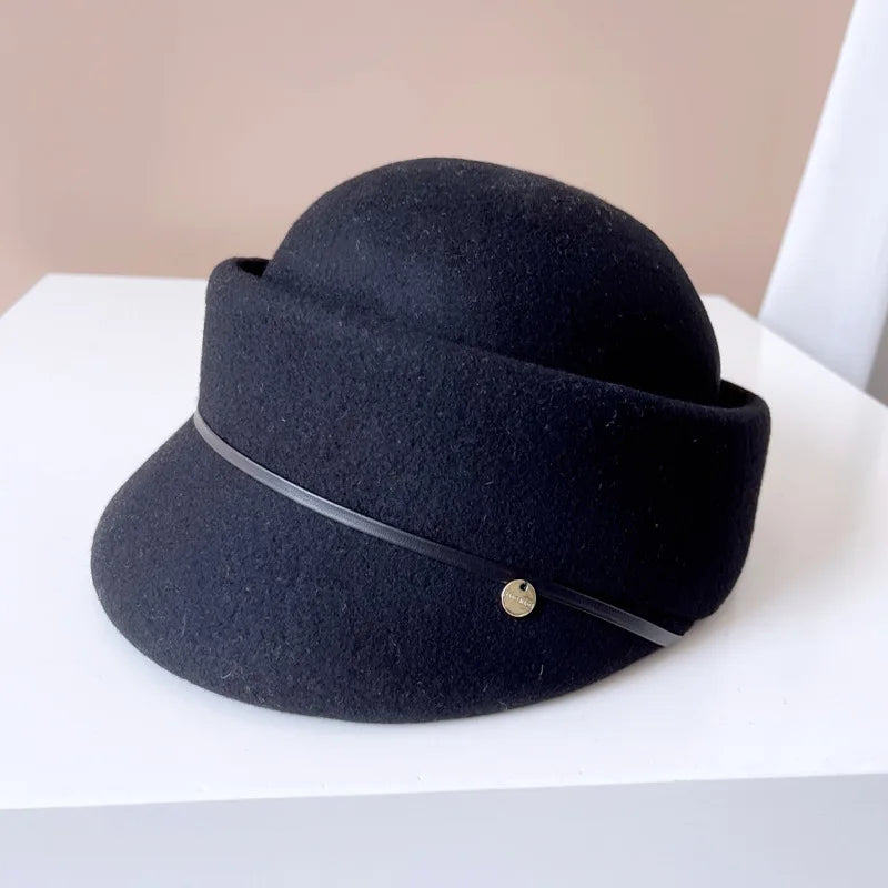 Elegant Dome Wool Equestrian Hat Vintage Style