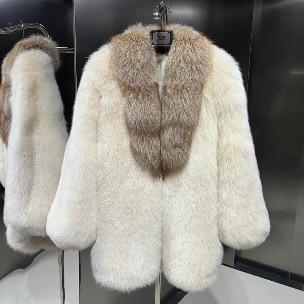 Thick Long Collar Real Fox Fur Coats