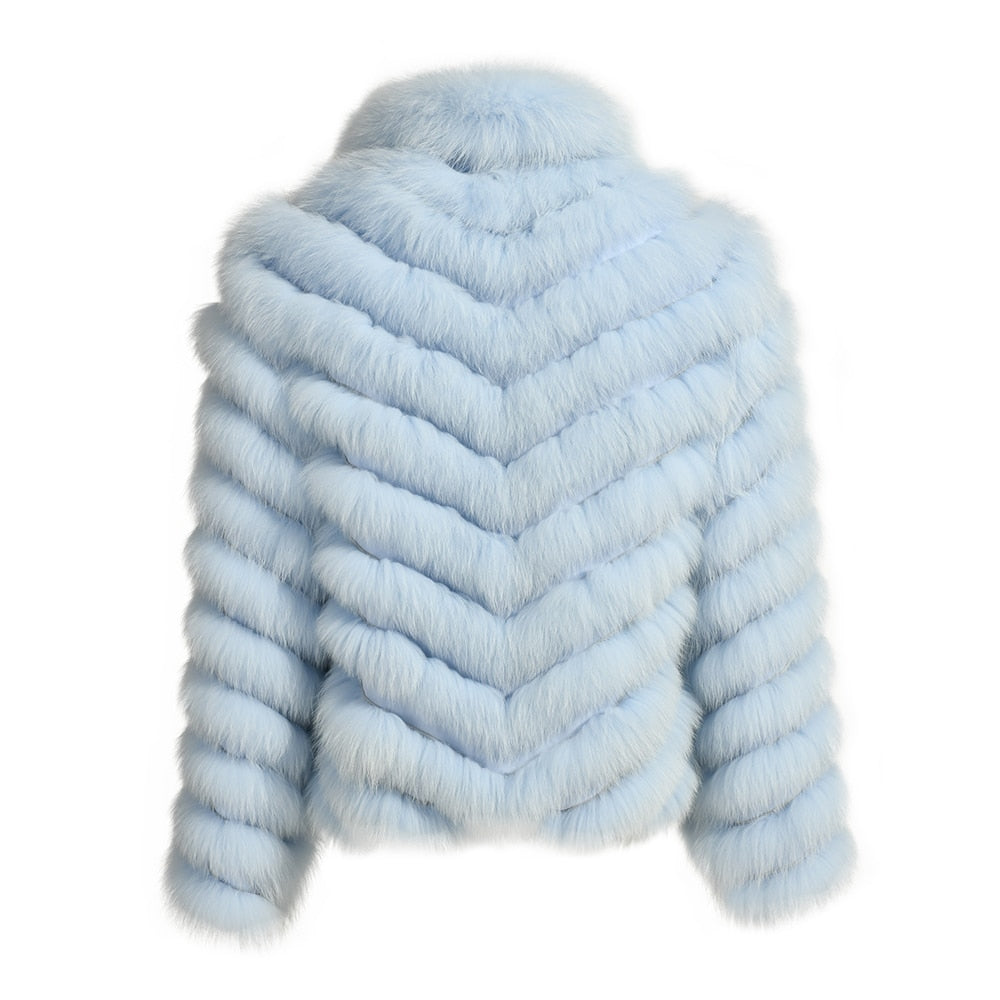 Reversible Knitted Real Fur Coats Silk Liner