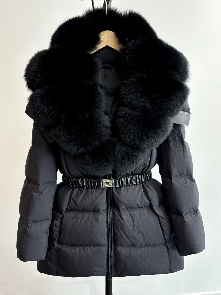 Real Fur Hood Mid Length Puffer Coats