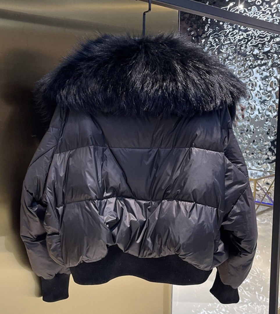 Real Fur Loose Duck Down Puffer Coats