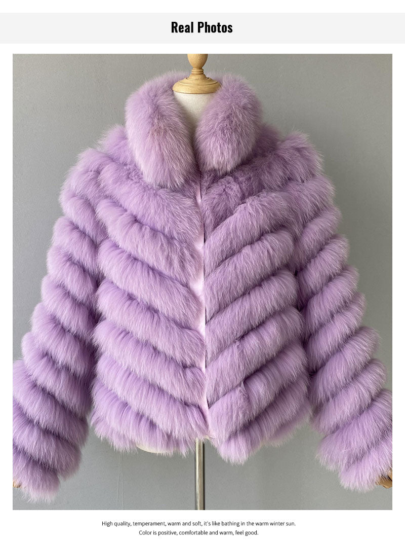 Reversible Knitted Real Fur Coats Silk Liner