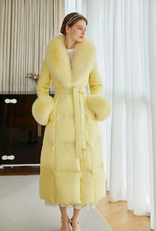 Luxury Duck Down Long Puffer Coats Real Fur