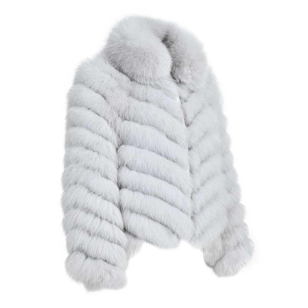 Reversible Knitted Real Fur Coats Silk Liner