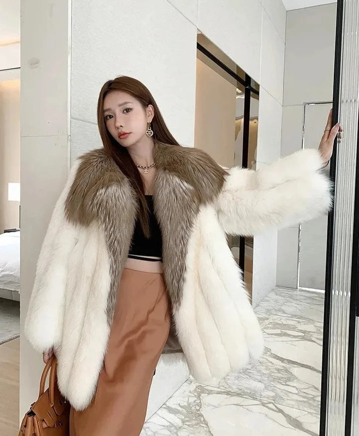 Luxury Big Collar Real Fox Fur Coats