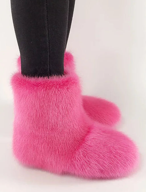 Real Mink Fur Boots Snow Boots